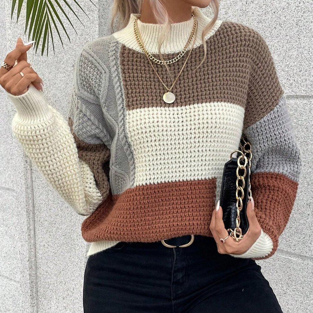 Multicolor Casual Women's Long Sleeve Sweater
